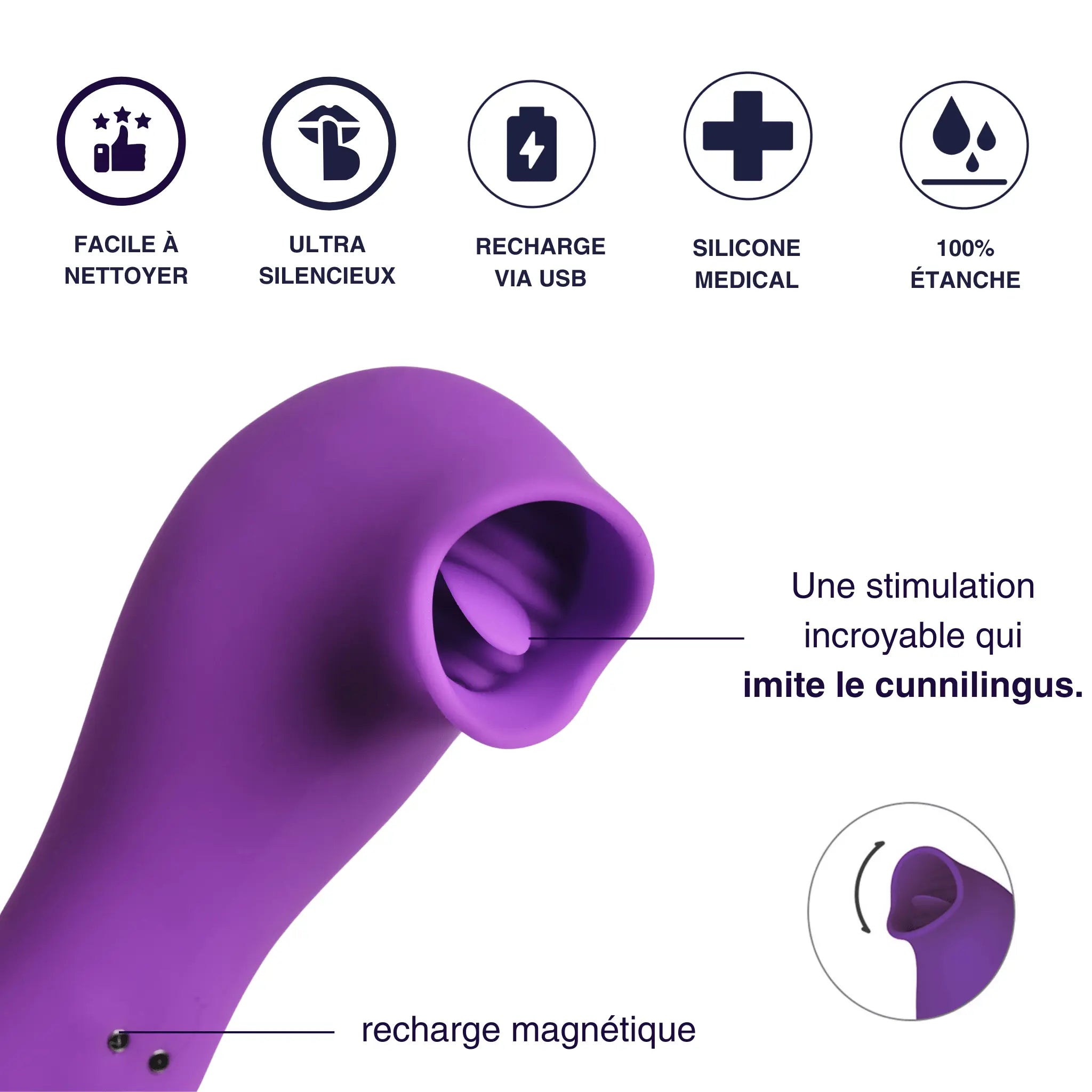 2en1 stimulateur clitoridien sans contact et cunnilingus mon amour