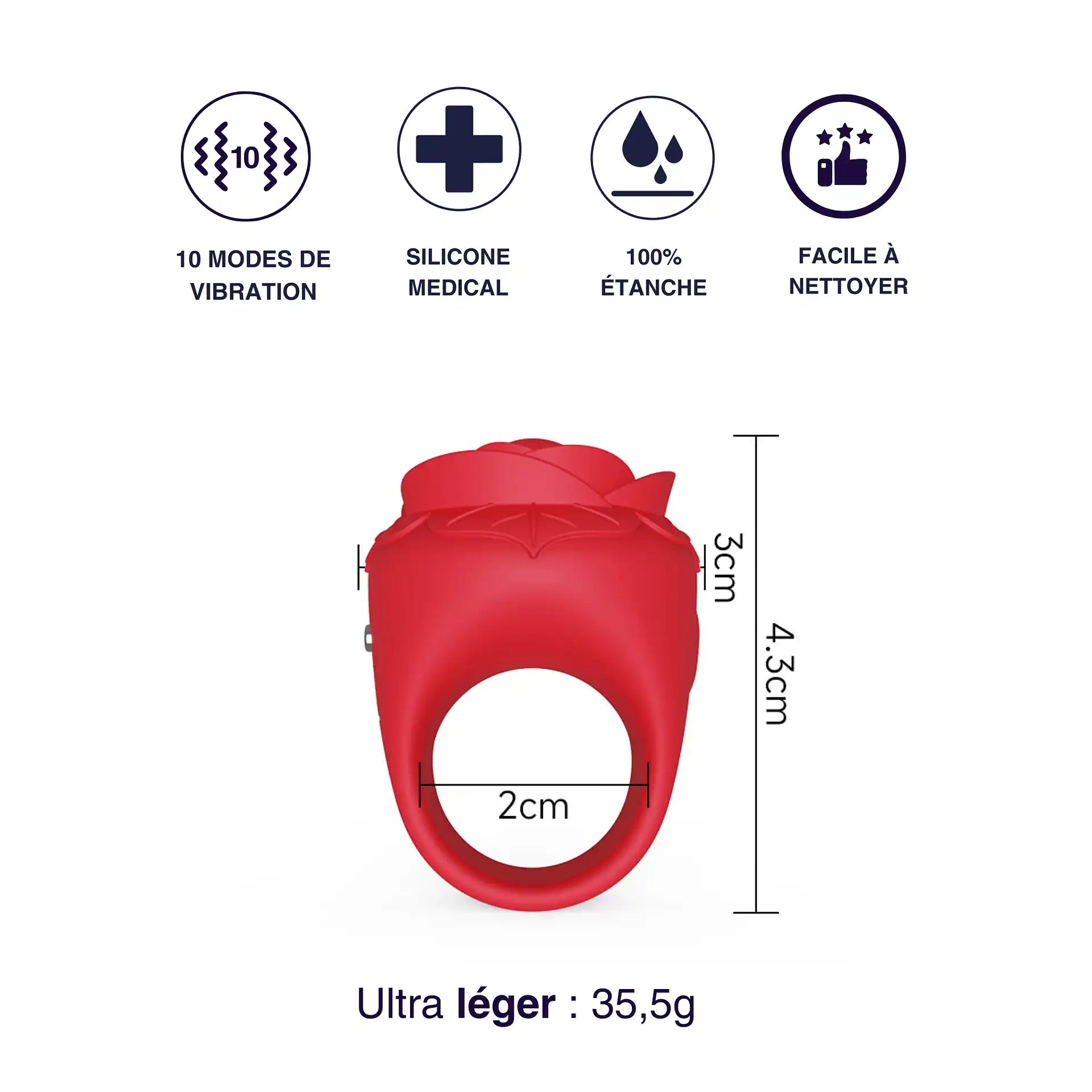 Ruby – Bague vibrante en silicone