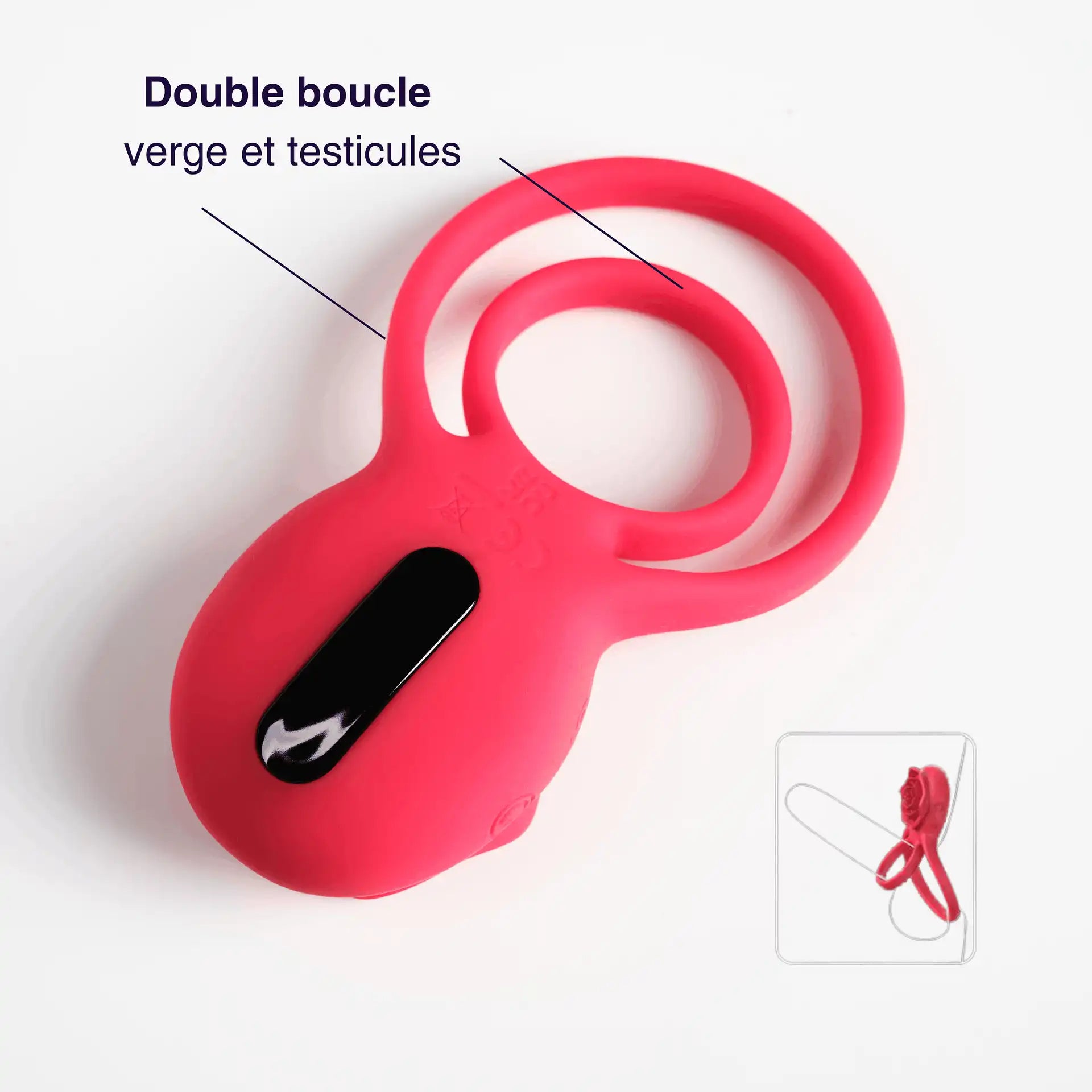 Nero – Cockring vibrant double boucle avec télécommande
